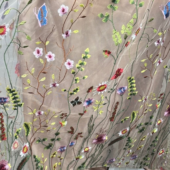 Adrianna Papell Maxi Dress Floral Embroidered Overlay Gown Spring Prom Sz 10 - Picture 14 of 16